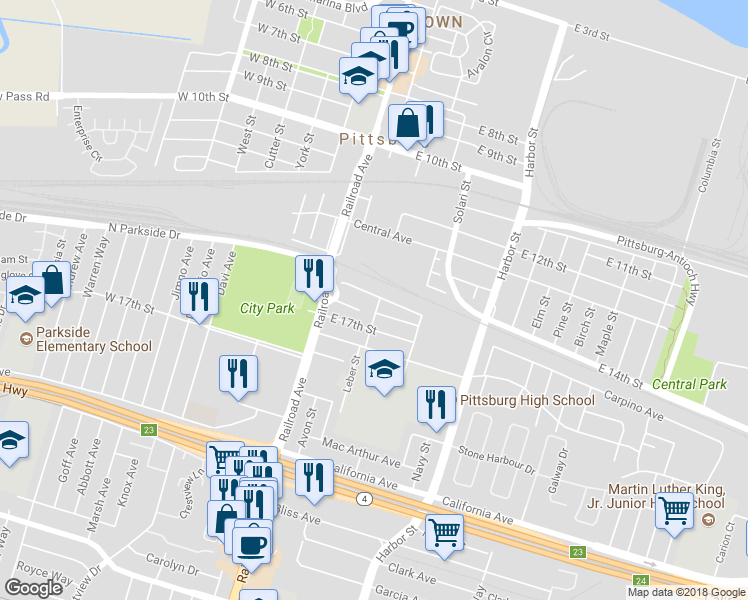map of restaurants, bars, coffee shops, grocery stores, and more near 1508 Norton Street in Pittsburg