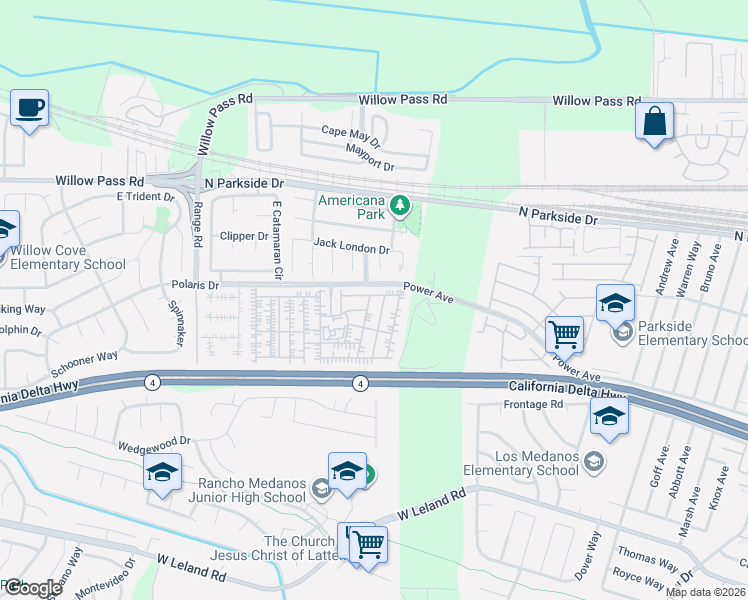 map of restaurants, bars, coffee shops, grocery stores, and more near 308 Jacinto in Pittsburg