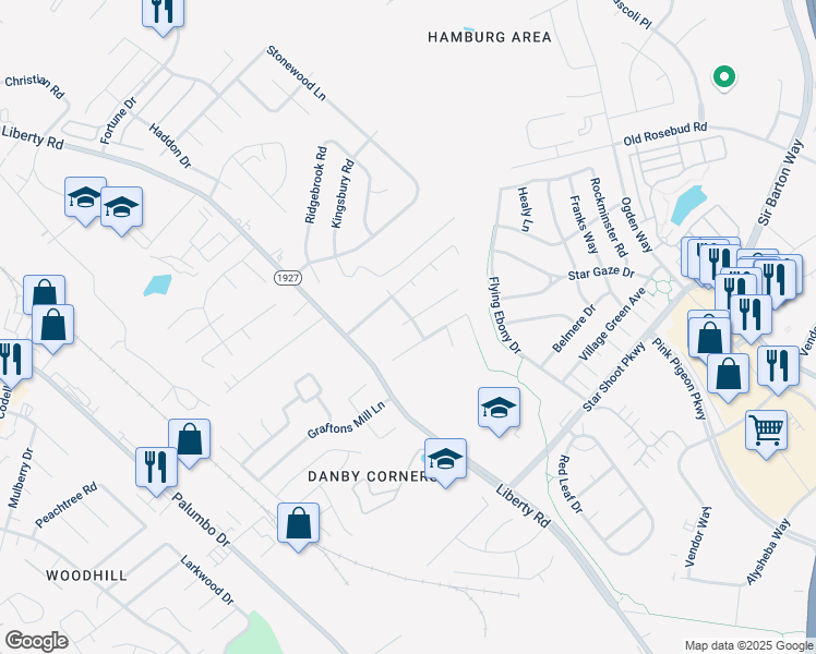 map of restaurants, bars, coffee shops, grocery stores, and more near 681 Kingsbury Road in Lexington