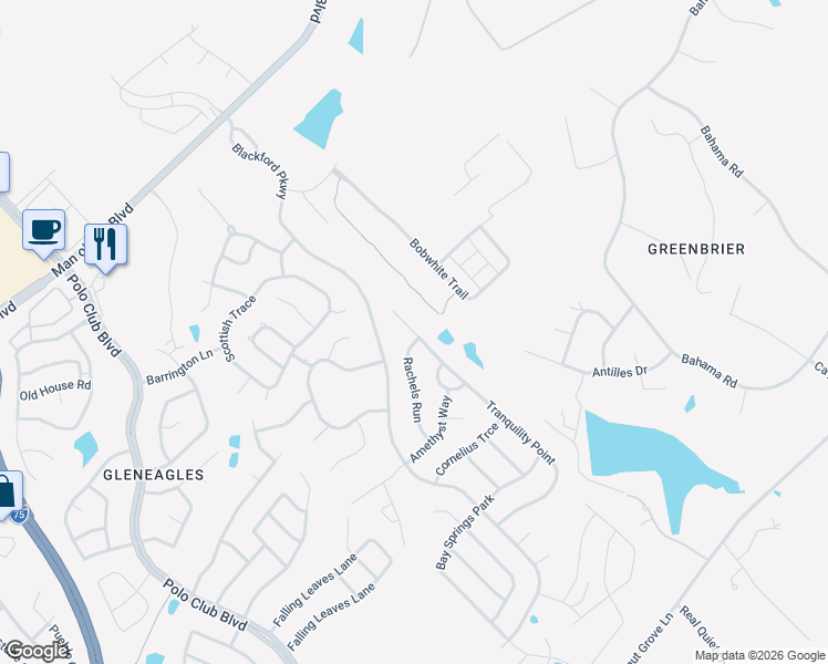 map of restaurants, bars, coffee shops, grocery stores, and more near 3273 Tranquility Point in Lexington