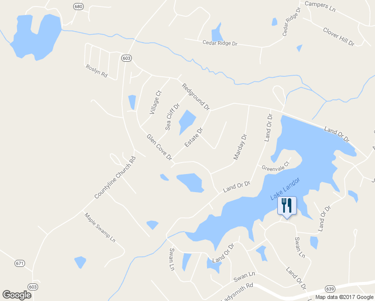 map of restaurants, bars, coffee shops, grocery stores, and more near 206 Estate Drive in Ruther Glen