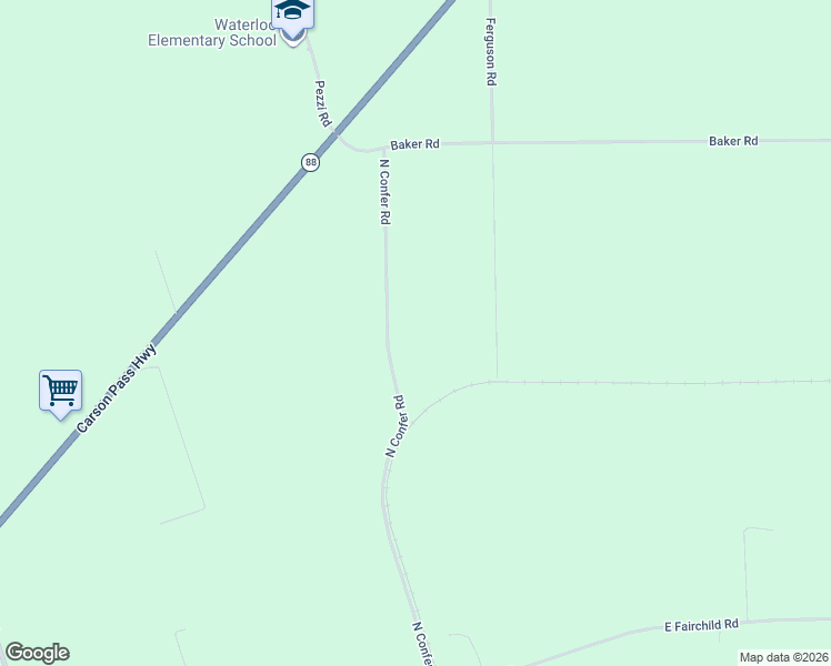 map of restaurants, bars, coffee shops, grocery stores, and more near 5532 North Confer Road in Stockton