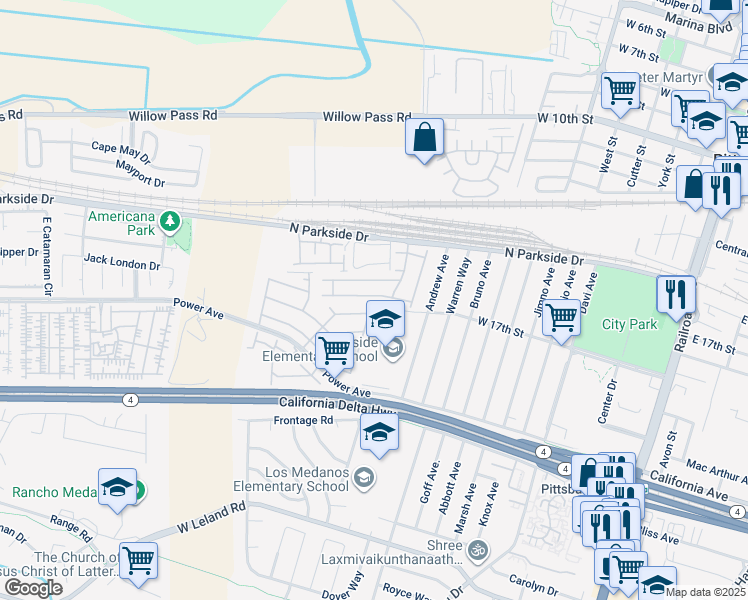 map of restaurants, bars, coffee shops, grocery stores, and more near in Pittsburg