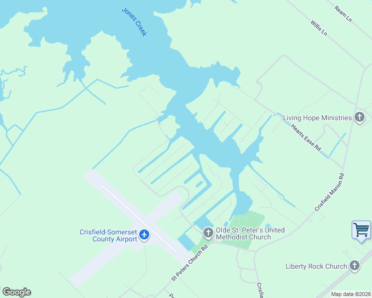 map of restaurants, bars, coffee shops, grocery stores, and more near 5135 Old Auger Road in Crisfield