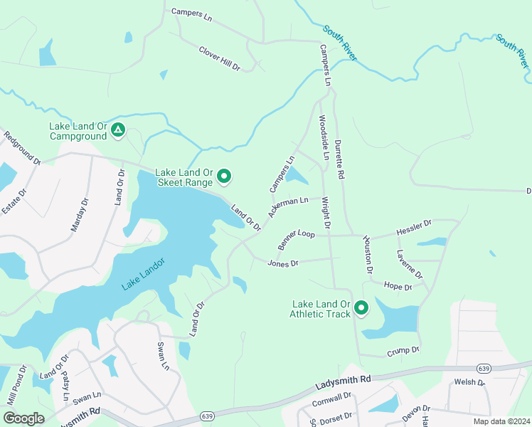 map of restaurants, bars, coffee shops, grocery stores, and more near 120 Ackerman Lane in Ruther Glen