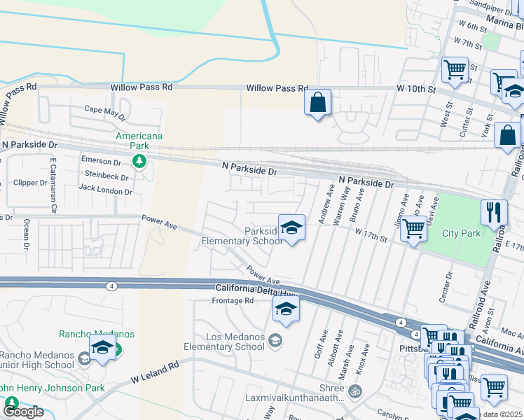 map of restaurants, bars, coffee shops, grocery stores, and more near 366 Foxglove Street in Pittsburg