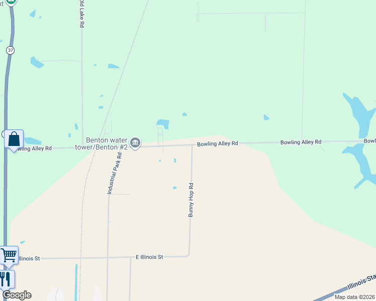 map of restaurants, bars, coffee shops, grocery stores, and more near 11059 Bunny Hop Road in Benton