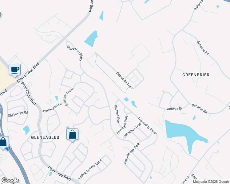 map of restaurants, bars, coffee shops, grocery stores, and more near 3273 Tranquility Point in Lexington