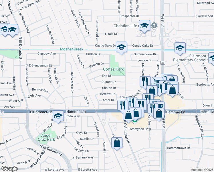 map of restaurants, bars, coffee shops, grocery stores, and more near 716 Clinton Drive in Stockton