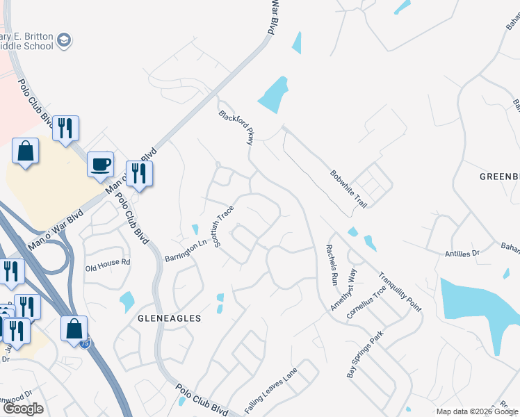 map of restaurants, bars, coffee shops, grocery stores, and more near 3128 Timberneck Cove in Lexington