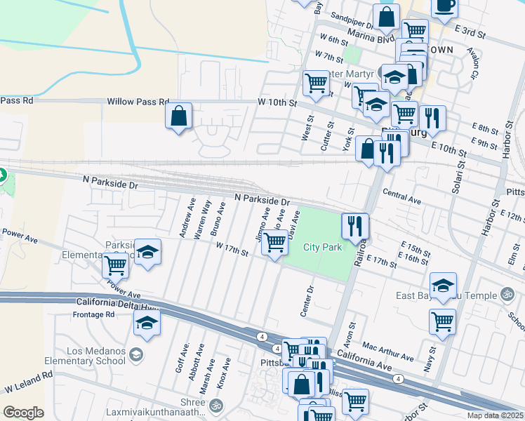map of restaurants, bars, coffee shops, grocery stores, and more near 85 Jimno Avenue in Pittsburg