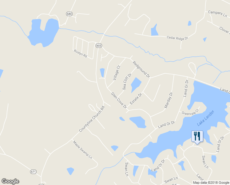 map of restaurants, bars, coffee shops, grocery stores, and more near 744 Glen Cove Drive in Ruther Glen