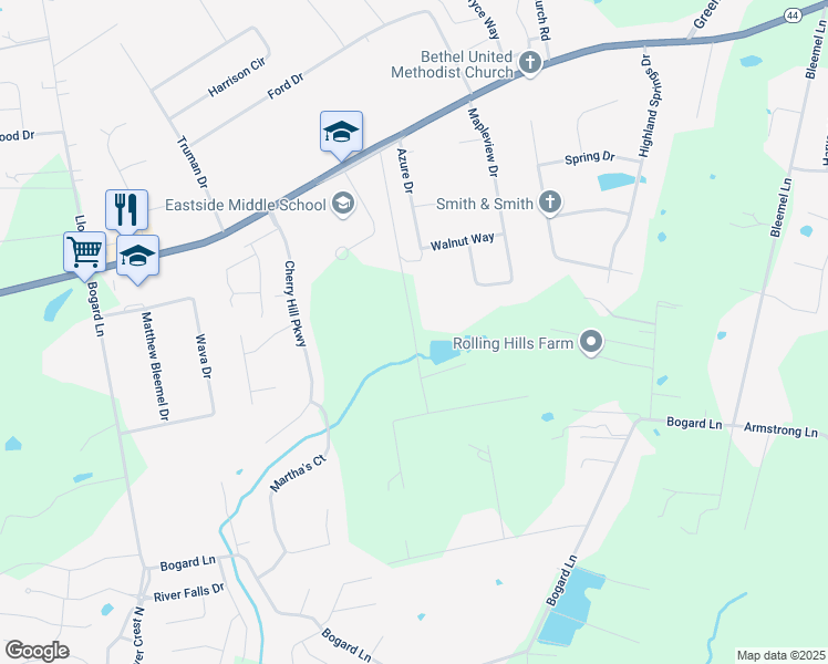 map of restaurants, bars, coffee shops, grocery stores, and more near 658 Ellis Cook Road in Mount Washington