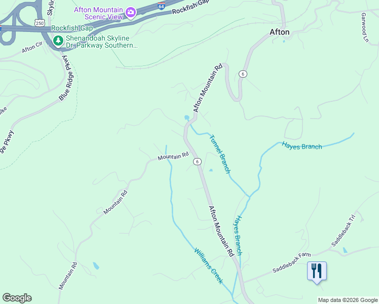 map of restaurants, bars, coffee shops, grocery stores, and more near 2089 Afton Mountain Road in Afton