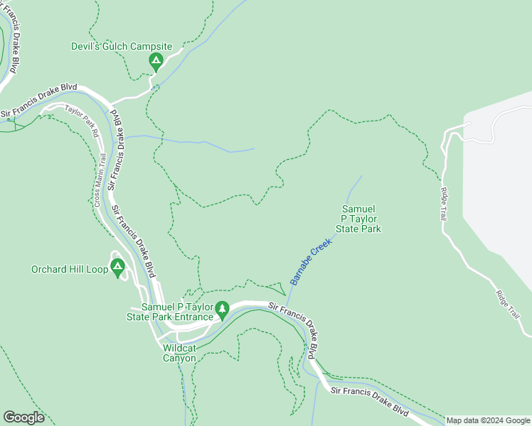 map of restaurants, bars, coffee shops, grocery stores, and more near Unnamed Road in Lagunitas