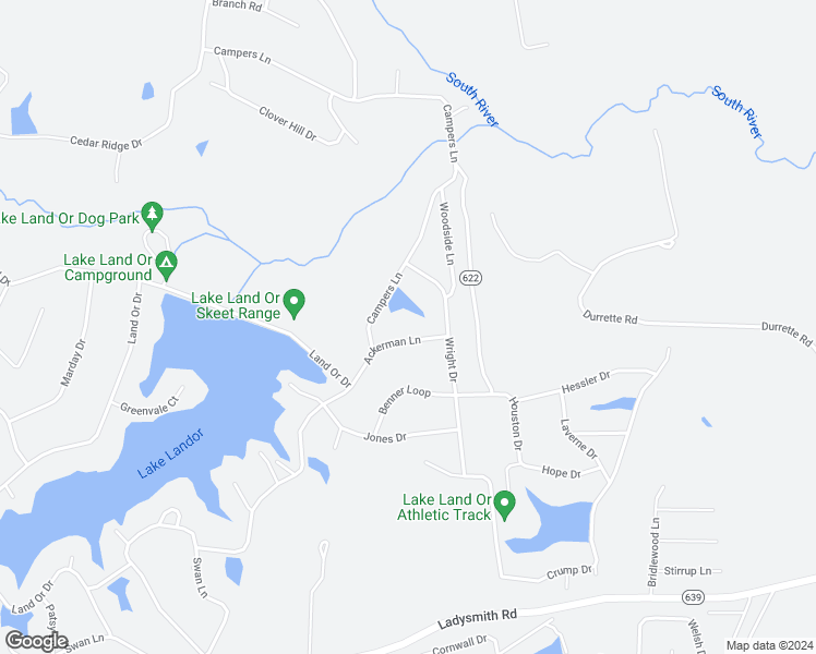 map of restaurants, bars, coffee shops, grocery stores, and more near 108 Ackerman Lane in Ruther Glen