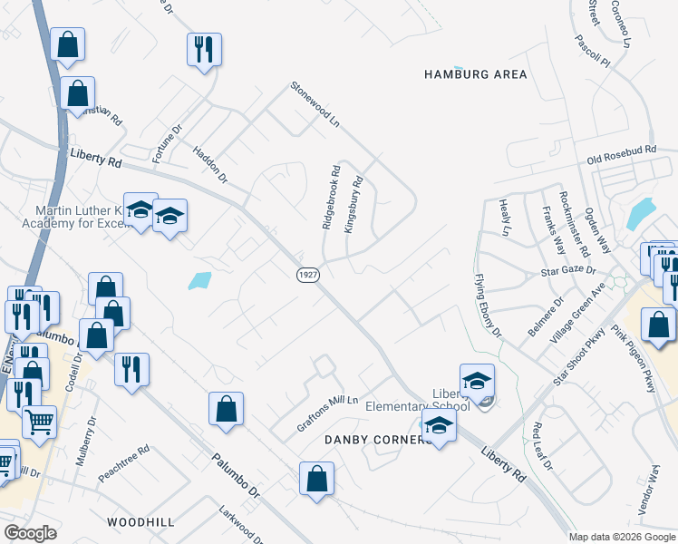 map of restaurants, bars, coffee shops, grocery stores, and more near 2395 Stonewood Lane in Lexington