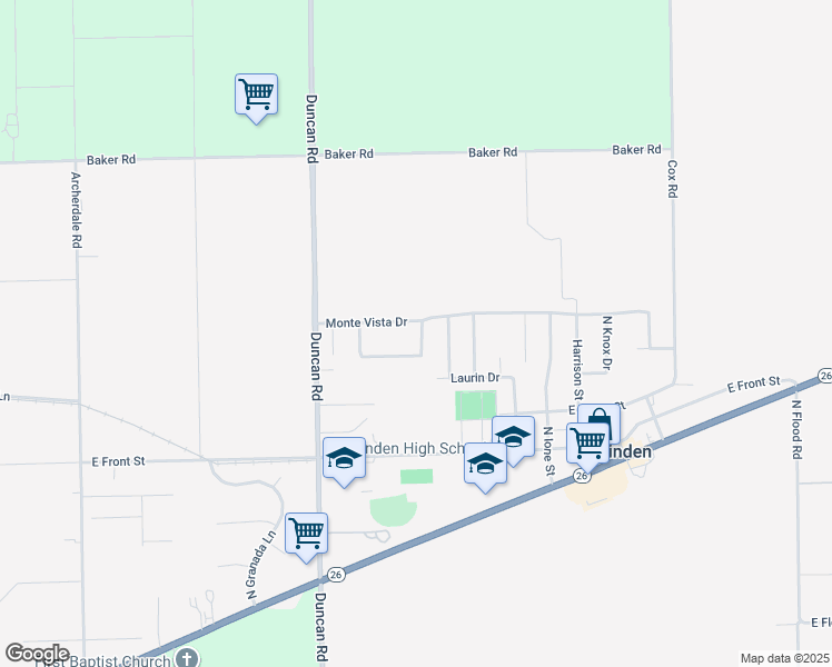 map of restaurants, bars, coffee shops, grocery stores, and more near 5425 North Louie Lane in Linden