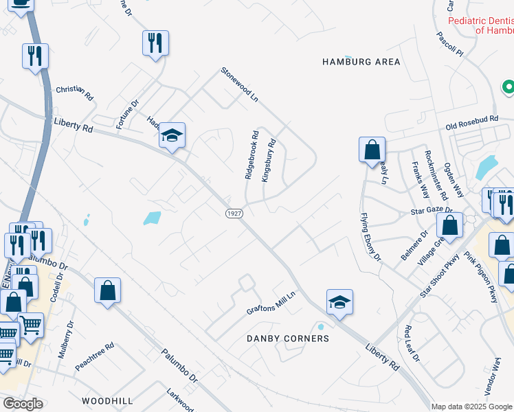 map of restaurants, bars, coffee shops, grocery stores, and more near 2395 Stonewood Lane in Lexington