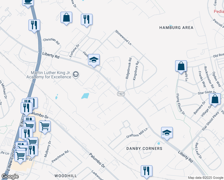 map of restaurants, bars, coffee shops, grocery stores, and more near 2305 Liberty Station Court in Lexington