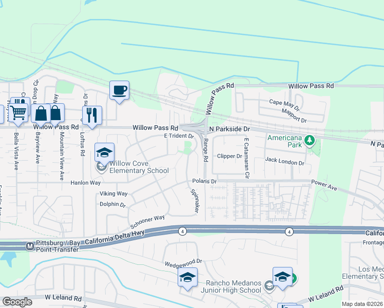 map of restaurants, bars, coffee shops, grocery stores, and more near 5 Lou Ann Place in Pittsburg