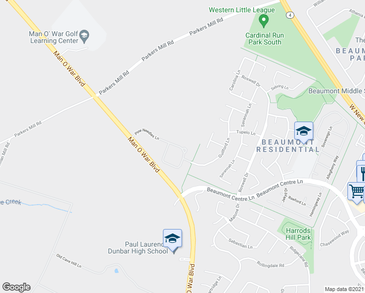 map of restaurants, bars, coffee shops, grocery stores, and more near 1455 Pine Needles Lane in Lexington