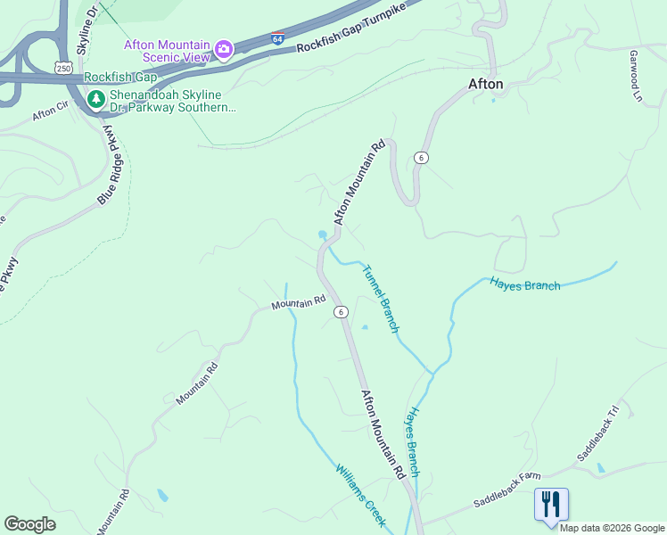 map of restaurants, bars, coffee shops, grocery stores, and more near 2089-2129 Afton Mountain Rd in Afton
