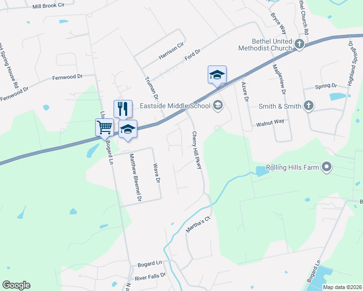 map of restaurants, bars, coffee shops, grocery stores, and more near 242 Potomac Bend in Mount Washington