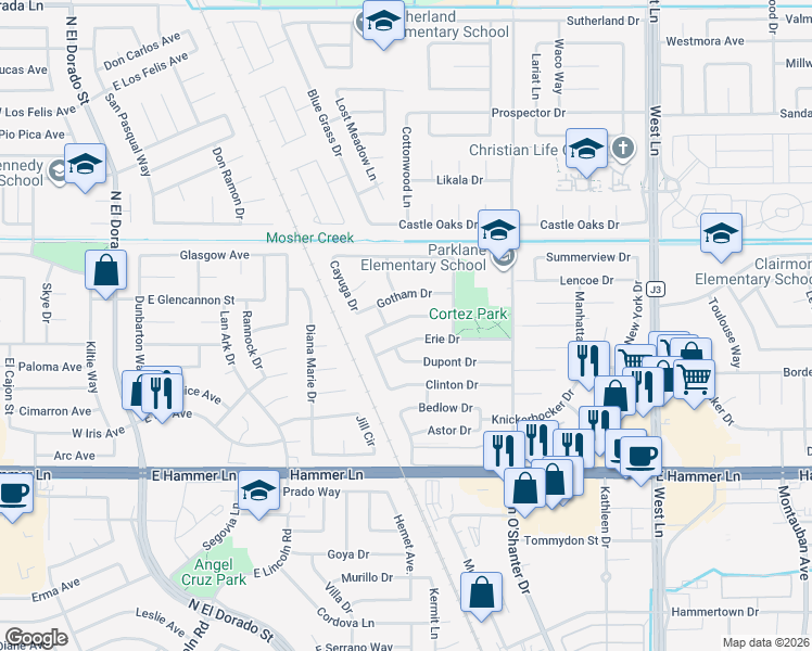 map of restaurants, bars, coffee shops, grocery stores, and more near 714 Fordham Drive in Stockton