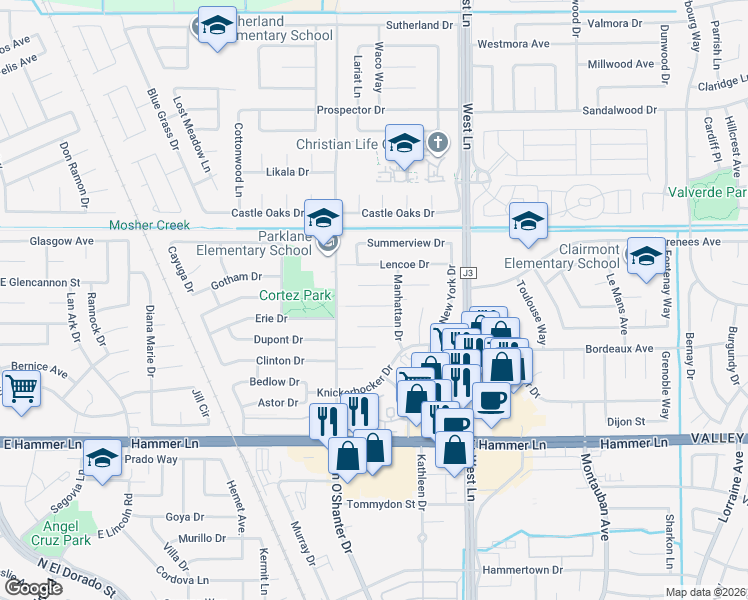 map of restaurants, bars, coffee shops, grocery stores, and more near 1033 Autumn Court in Stockton