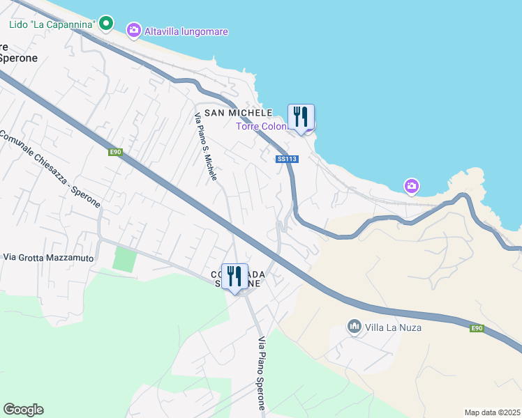 map of restaurants, bars, coffee shops, grocery stores, and more near Via Piano San Michele XVII in Torre Colonna-sperone