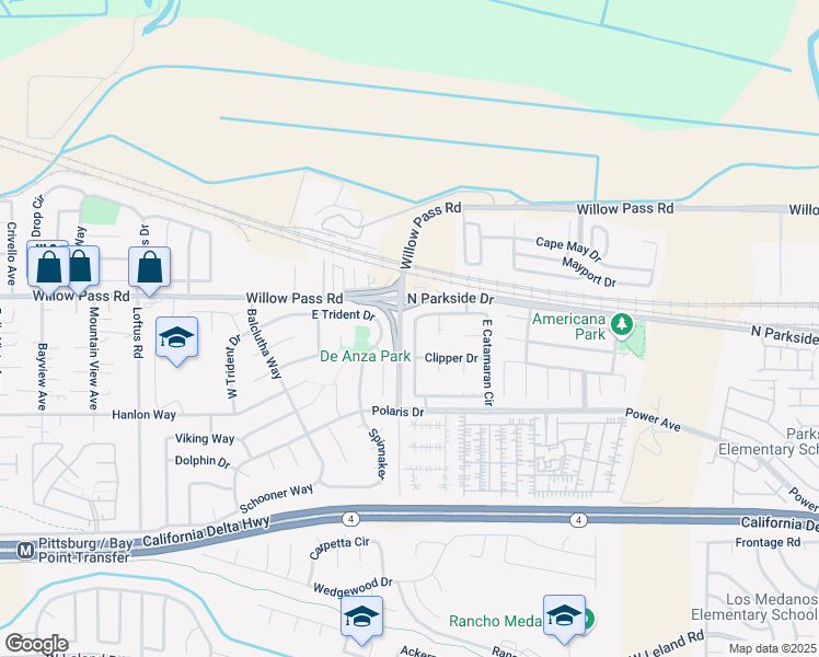 map of restaurants, bars, coffee shops, grocery stores, and more near 162 North Catamaran Circle in Pittsburg