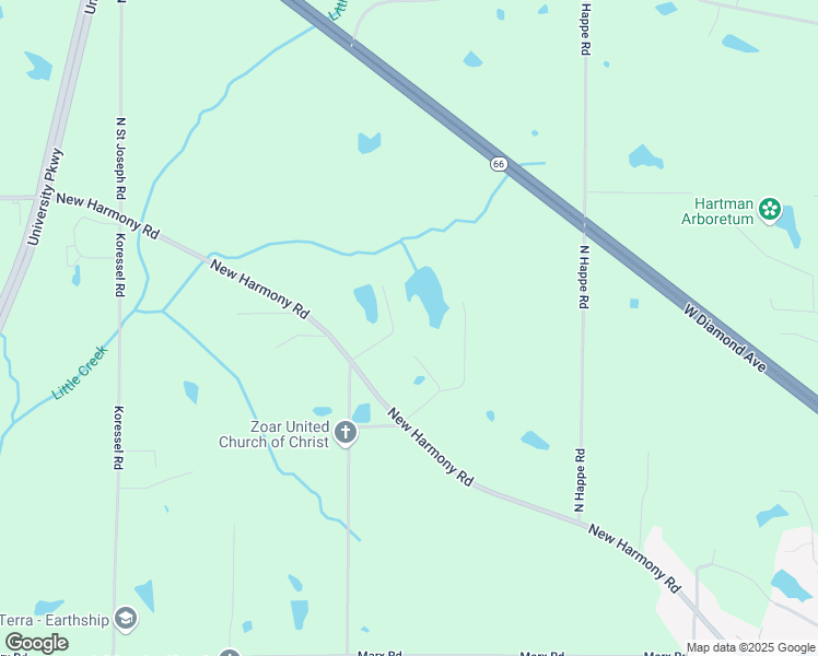 map of restaurants, bars, coffee shops, grocery stores, and more near 7405 New Harmony Road in Evansville