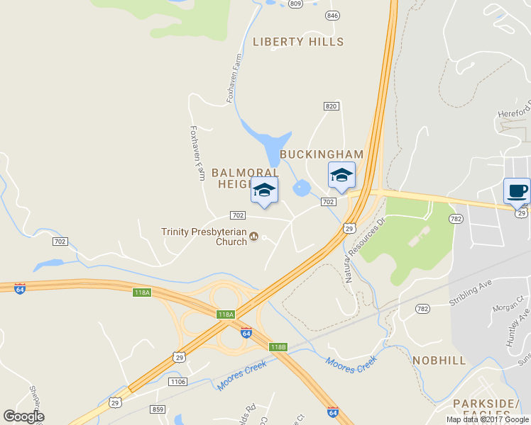 map of restaurants, bars, coffee shops, grocery stores, and more near 1004 Reservoir Road in Charlottesville