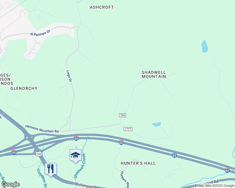 map of restaurants, bars, coffee shops, grocery stores, and more near 2278 Hansens Mountain Road in Charlottesville