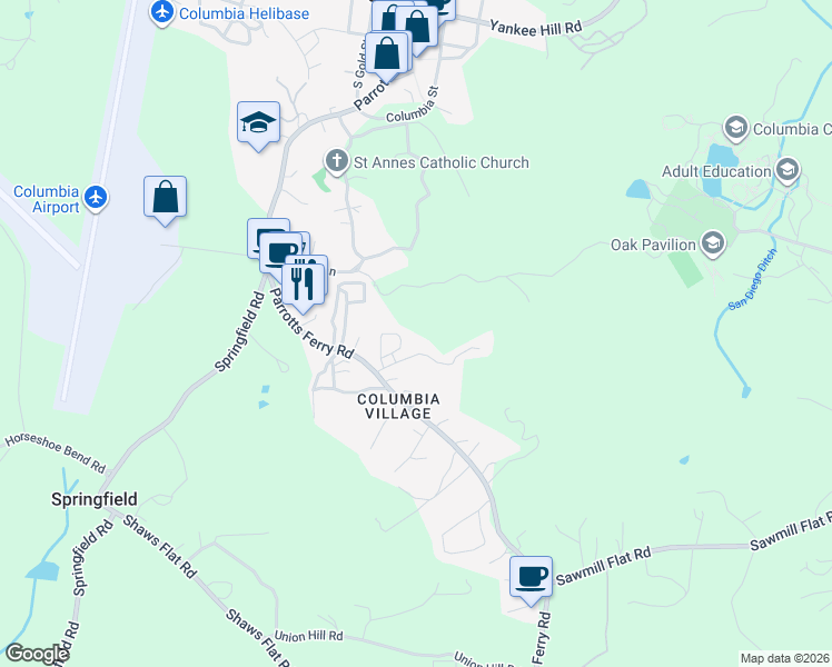map of restaurants, bars, coffee shops, grocery stores, and more near 11218 Damin Road in Sonora