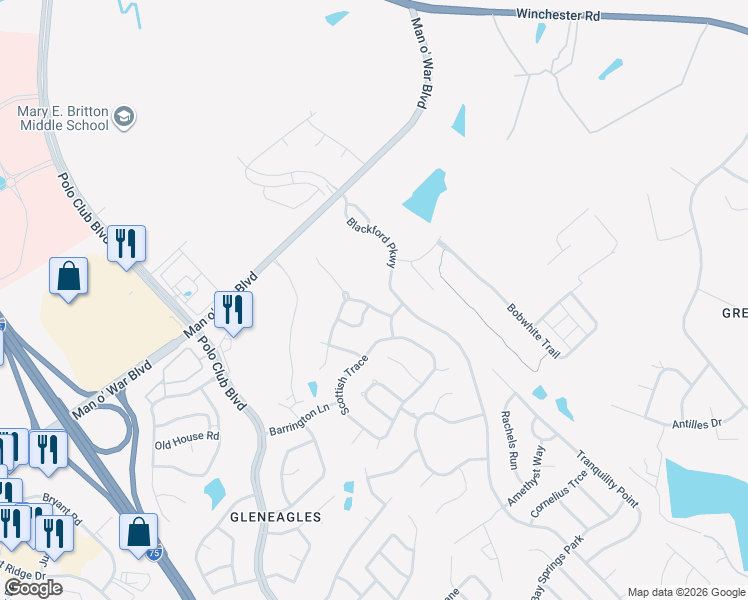 map of restaurants, bars, coffee shops, grocery stores, and more near 2965 Mahala Lane in Lexington