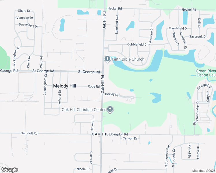 map of restaurants, bars, coffee shops, grocery stores, and more near 5313-5325 Oak Hill Rd in Evansville