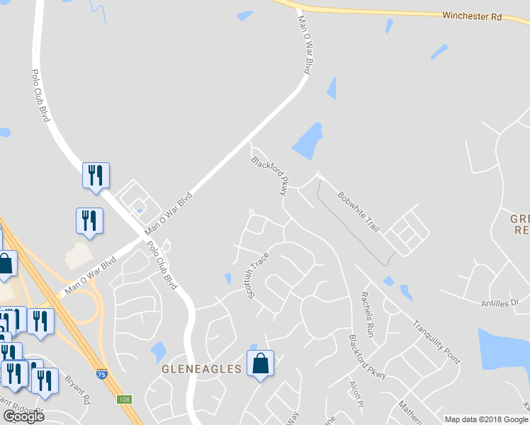 map of restaurants, bars, coffee shops, grocery stores, and more near 2965 Mahala Lane in Lexington