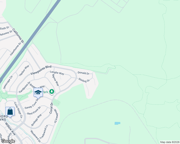 map of restaurants, bars, coffee shops, grocery stores, and more near 1279 Donald Drive in Rodeo