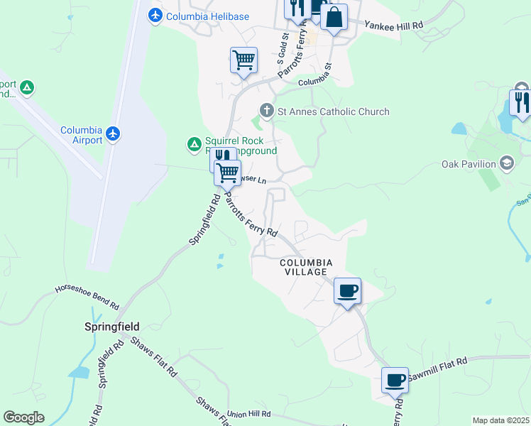 map of restaurants, bars, coffee shops, grocery stores, and more near 22217 Parrotts Ferry Road in Sonora