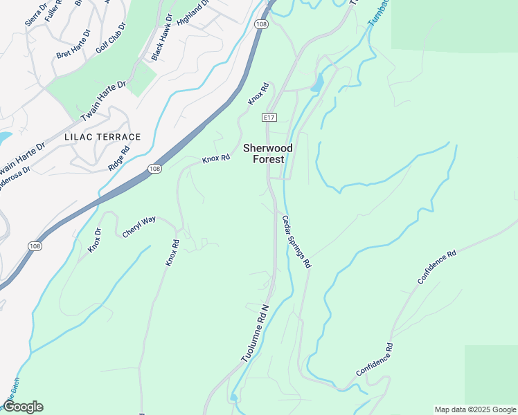map of restaurants, bars, coffee shops, grocery stores, and more near 22292 Tuolumne Road North in Twain Harte