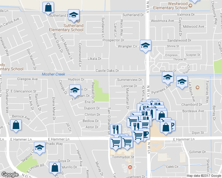 map of restaurants, bars, coffee shops, grocery stores, and more near 8358 Tam O'Shanter Drive in Stockton