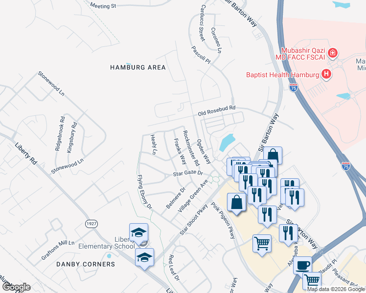 map of restaurants, bars, coffee shops, grocery stores, and more near 965 Princess Doreen Drive in Lexington