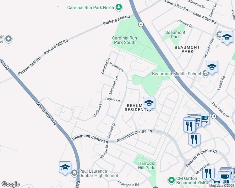 map of restaurants, bars, coffee shops, grocery stores, and more near 2208 Olmstead Ct in Lexington