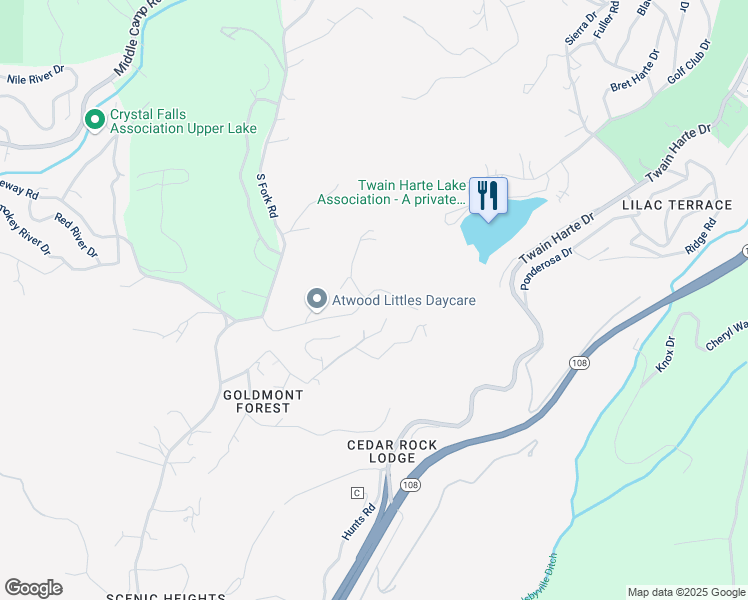 map of restaurants, bars, coffee shops, grocery stores, and more near 17953 Good Shepherd Drive in Sonora