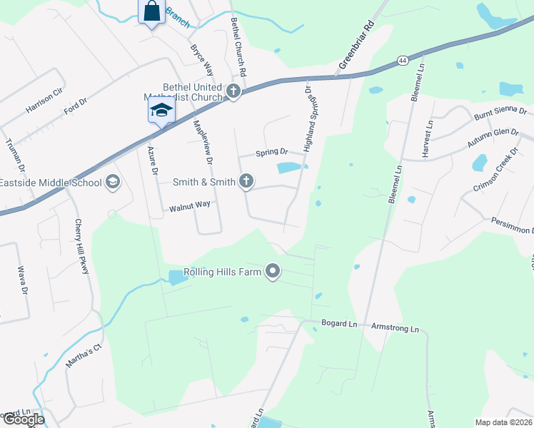 map of restaurants, bars, coffee shops, grocery stores, and more near 643 Highland Springs Drive in Mount Washington
