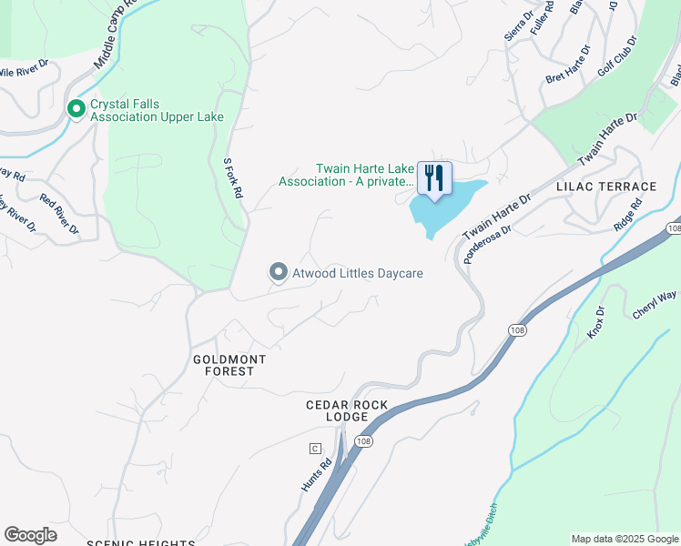 map of restaurants, bars, coffee shops, grocery stores, and more near 17953 Good Shepherd Dr in Sonora