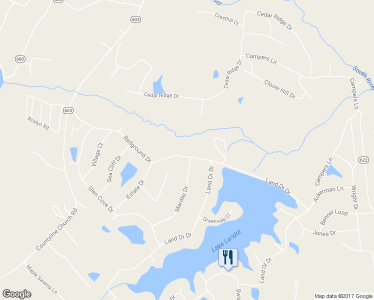 map of restaurants, bars, coffee shops, grocery stores, and more near 512 Redground Drive in Ruther Glen
