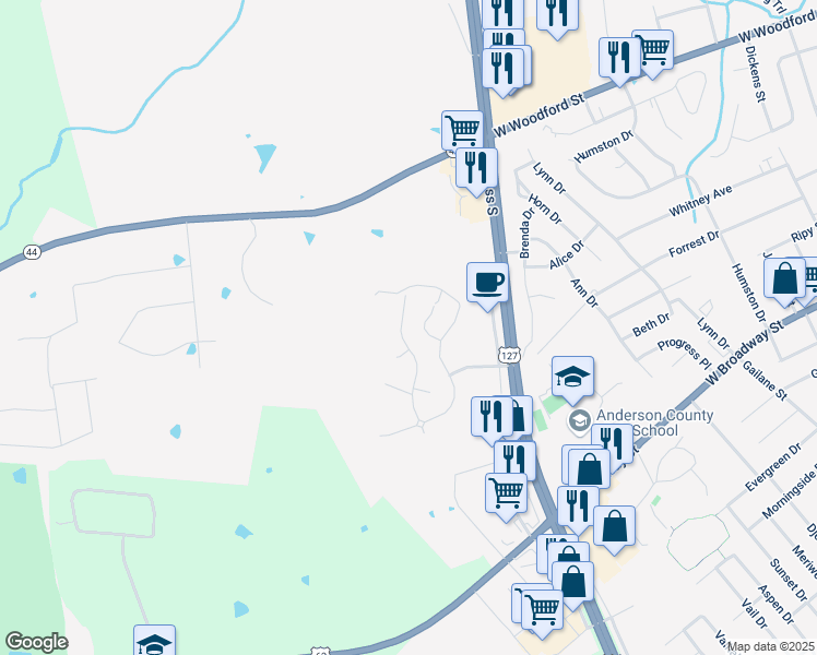 map of restaurants, bars, coffee shops, grocery stores, and more near 3010 Thorntree Lane in Lawrenceburg